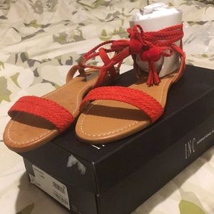 Cheery red lace up sandals